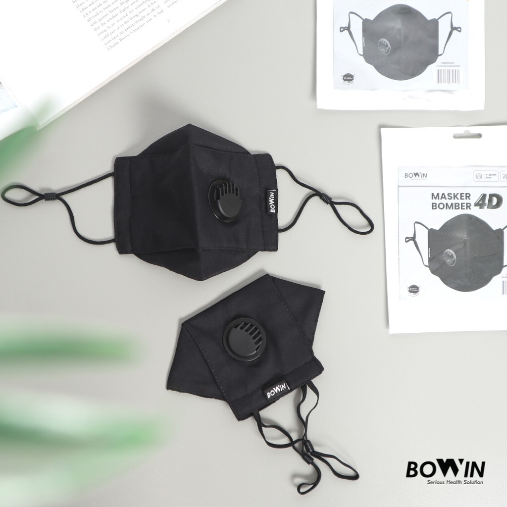 Bowin Masker Bomber - 2x Anti Bakteri &amp; Percikan (Masker Kain 4 Lapis)