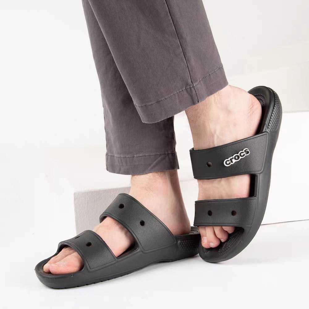 Sandal Crocs Classic Two - Strap Slide Sandals Pria dan Wanita Anti Air