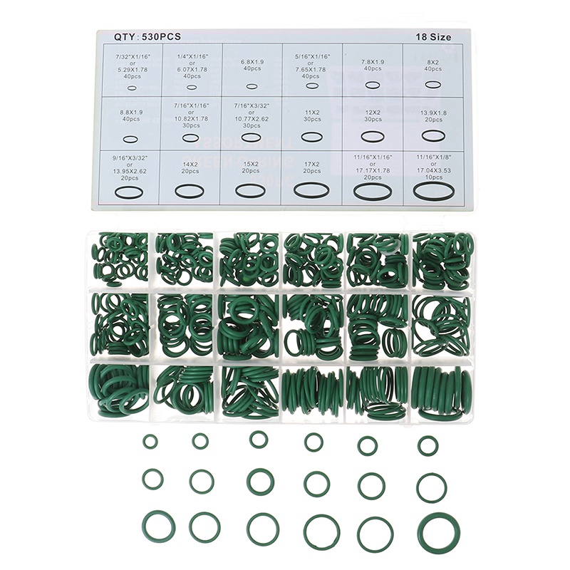 530pcs Seal Karet O-ring R134a Untuk Reparasi Ac Mobil