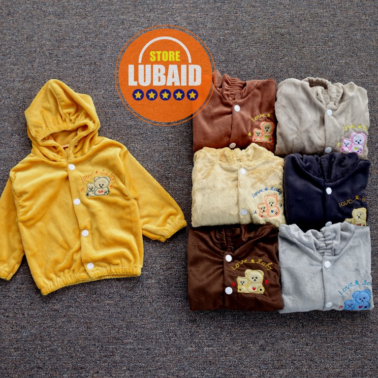 LUBAID STORE, Jaket Hoodie Bayi Anak 3-18 Bulan, Mantel Bulu, Hangat Murah-2