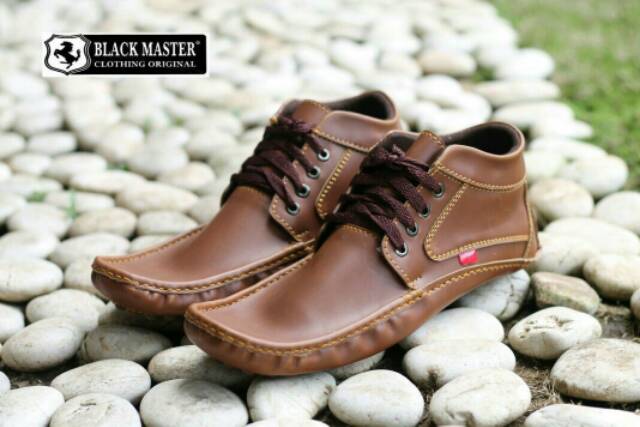 SEPATU SEMI BOOT  KULIT ASLI BLACKMASTER