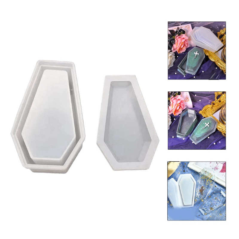 SIY  Resin Crystal Epoxy Mold Coffin Trinket Box Silicone Mould Halloween Gothic Container DIY Crafts Making Tool