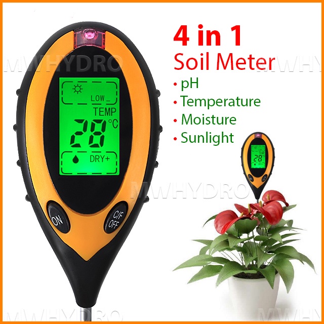 pH Meter Tanah Digital / Soil Analyzer (pH,Moisture,Light,Temperature)