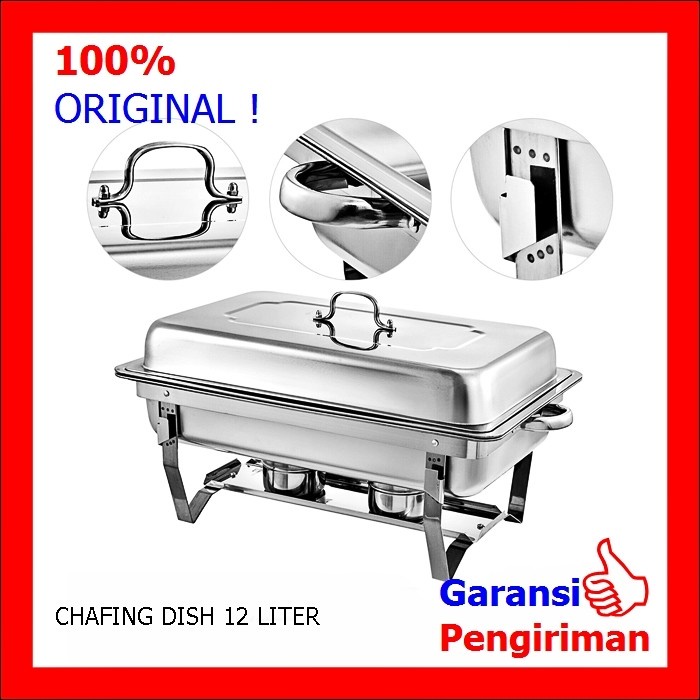 warmer-food- wadah saji prasmanan stainless 12 liter 1 sekat (12 liter ) - 1pan 1sekat -food-warmer.
