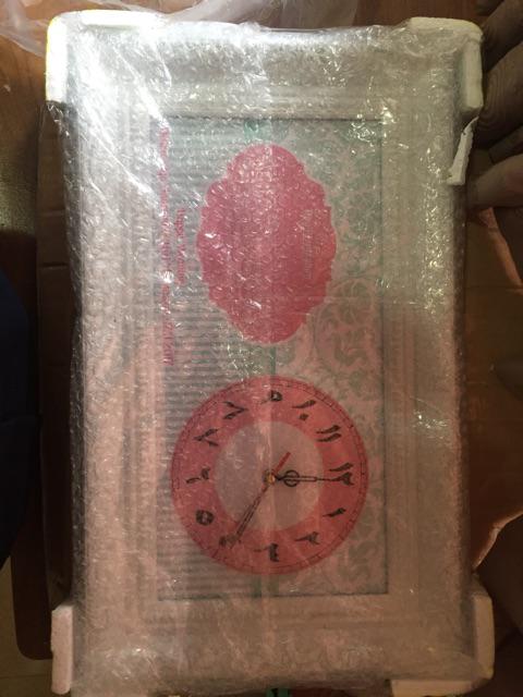 Hiasan Jam Dinding Untuk Kado Pernikahan Shabby Tosca Pink Uk 20x40 Frame Ukir