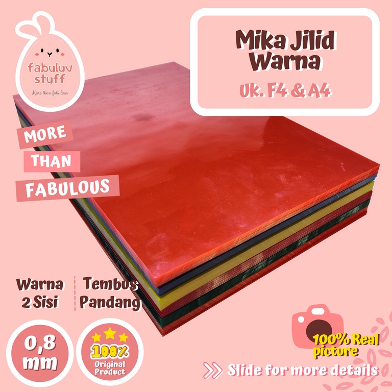 

Plastik Mika Jilid Transparant Warna 0,8 mm A4 F4