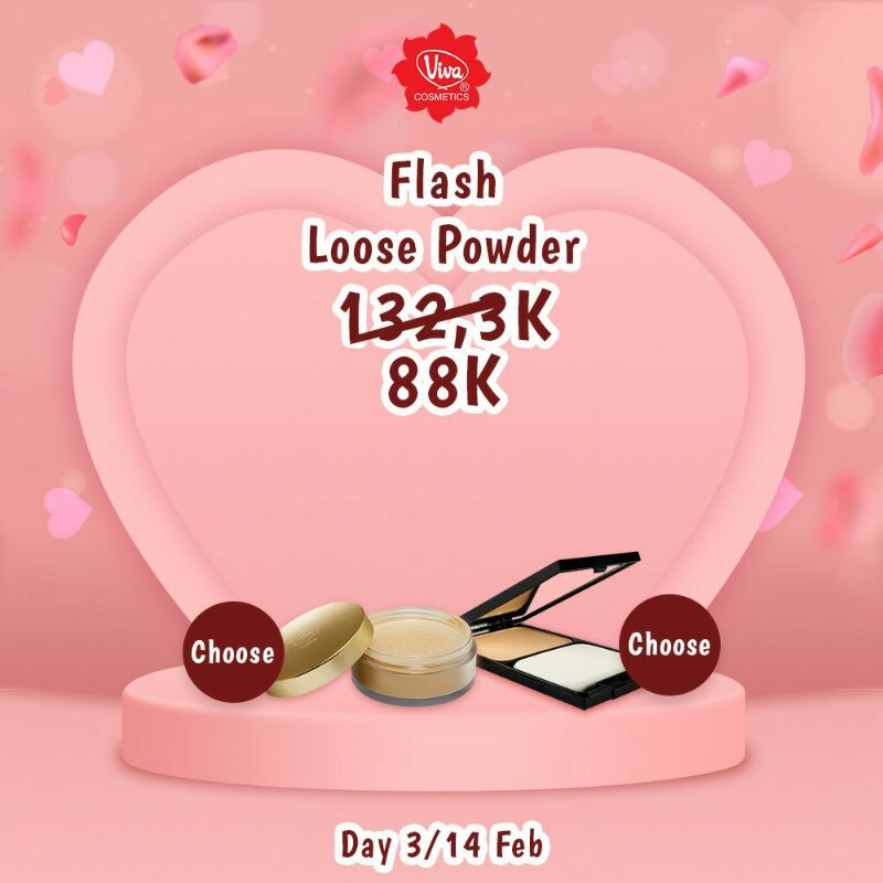 Paket Bedak Tabur Shimmering Loose Powder Glitter Two Way Cake SPF 35 Viva