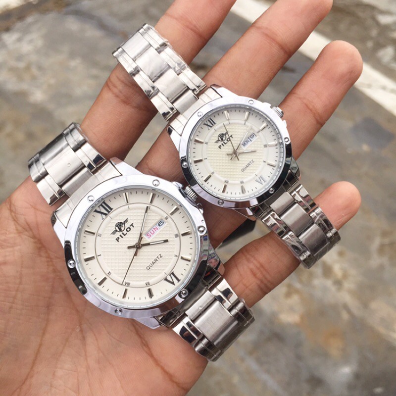 Jam tangan couple pilot original silver / jam tangan couple pilot original / Jam tangn couple murah