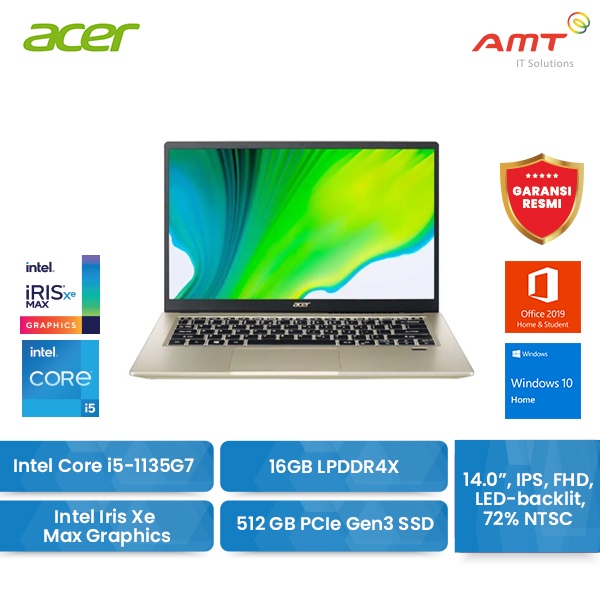 Acer Swift 3X SF314-510G i5-1135G7 16GB SSD512 Iris Xe FHD IPS 14 W10