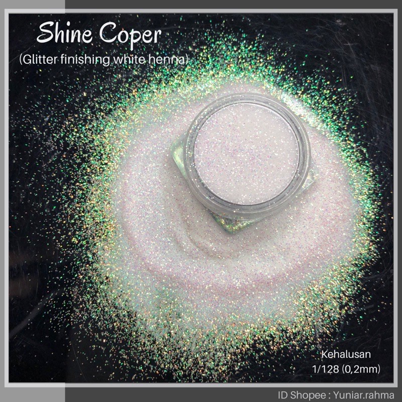 100gr SHINE GLITTER [kehalusan 1/256 &amp; 1/128] glitter white finishing white henna