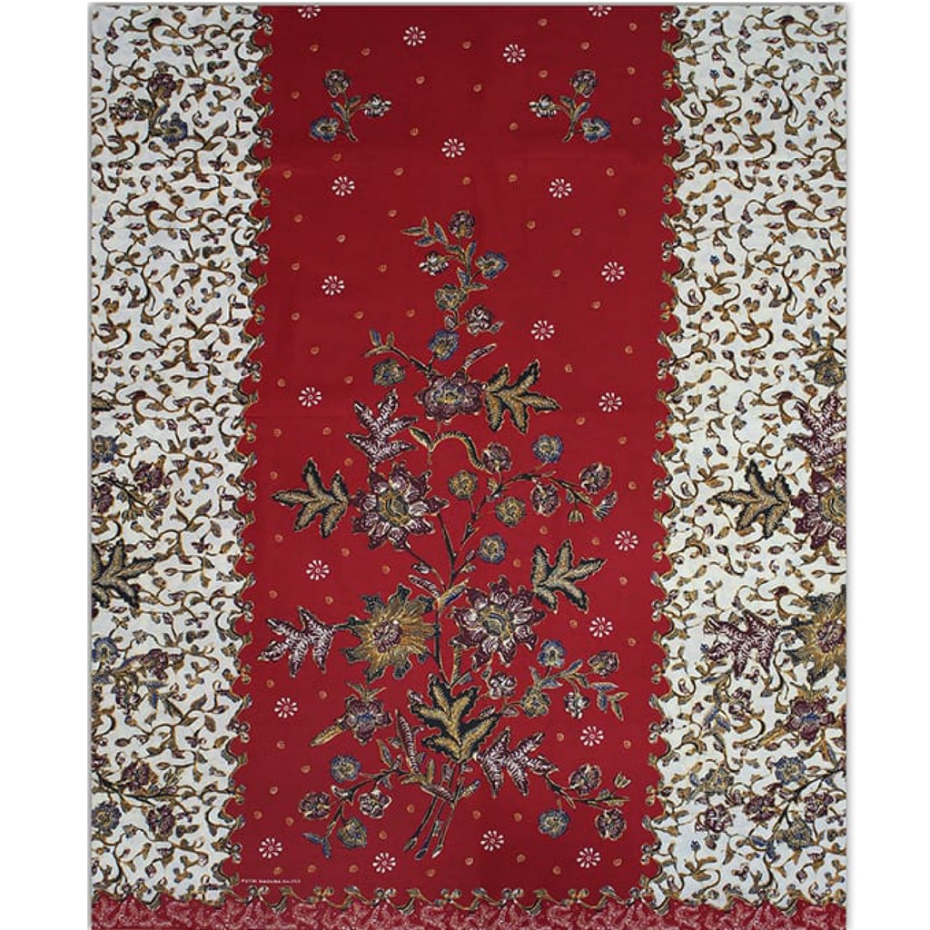 Sarung Batik Wanita Batik Pekalongan dasar Putih Putri Madura-Motif 53 Merah