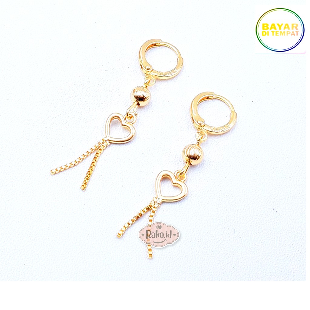 RAKA Acc - Anting Clip / Klip LOVE LOVE Xuping Perhiasan Aksesoris Wanita Lapis Emas 18k 280