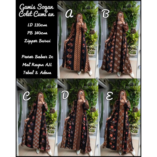 KAFTAN BATIK TULIS, CAP. GAMIS COLET NAVY HUSEIN HSB ,GAMIS SOGAN CUMIAN