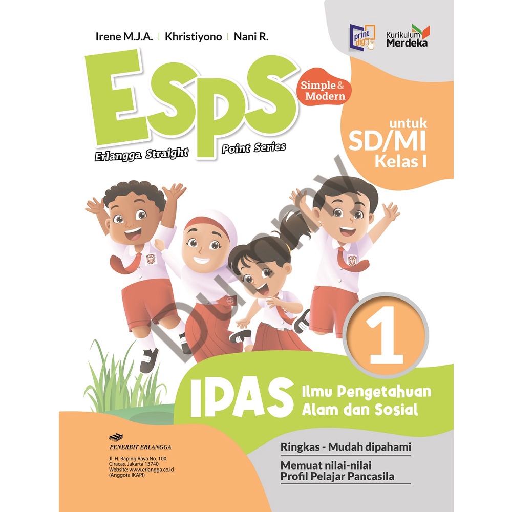ESPS IPAS I - Buku Siswa SD MI Erlangga Straight Point Series Ilmu Pengetahuan Alam dan Sosial IPA IPS Kelas 1 Edisi Revisi Terbaru K21 Kurikulum Merdeka Belajar 2021 Kemendikbud