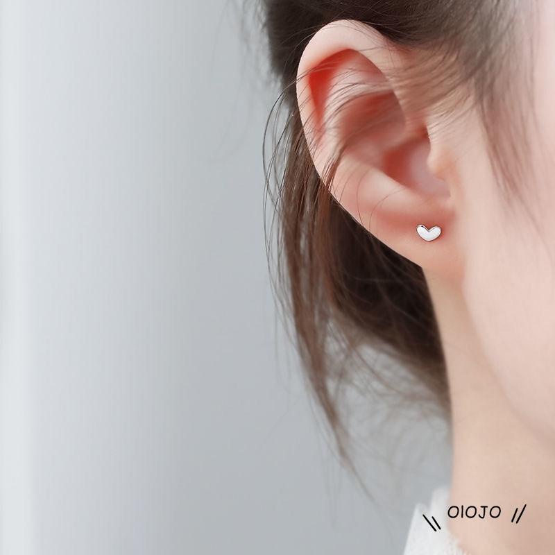 Anting Tusuk Wanita Bahan Sterling Silver 925 Desain Hati + Kerang Gaya Simple Untuk Musim Panas ol2