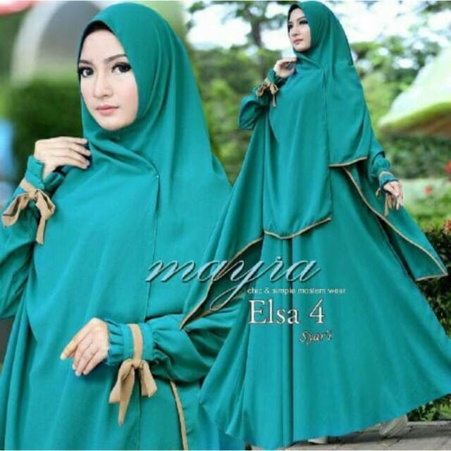 (PROMO) PAKAIAN WANITA BAJU MUSLIM Gamis Polos Jersey Syari Set Elsa 4 Mayra
