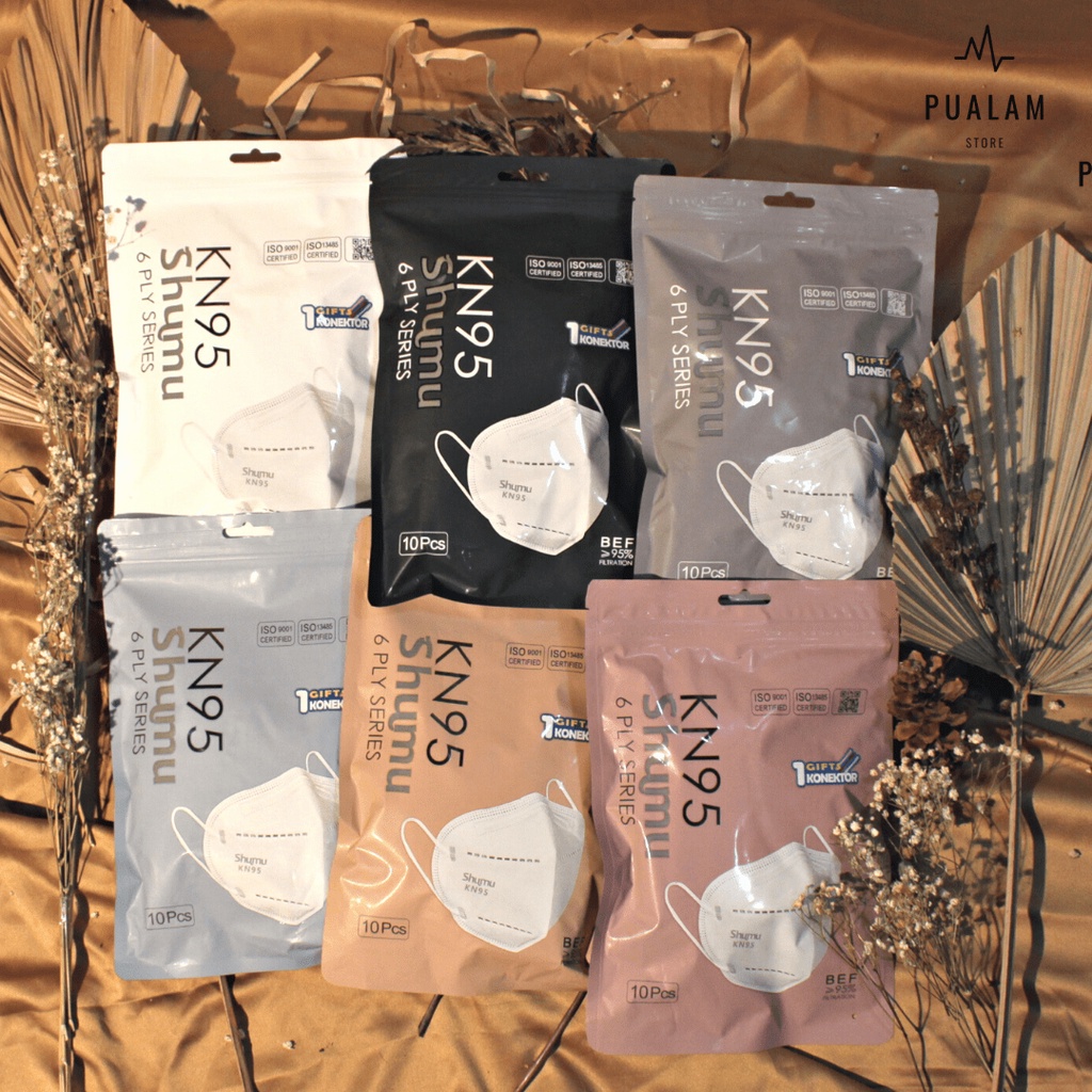Masker Kn95 Shumu Medis 6 Ply Warna Free Connector Segel Pabrik