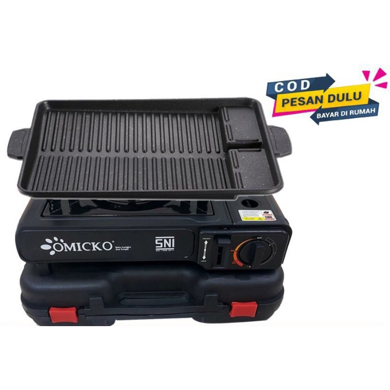 OMICKO KOMPOR PORTABLE Multi Grill Pan  , BBQ  ,  Bulgogi  , Happy Grill Pan, Alat Panggang Pemanggang