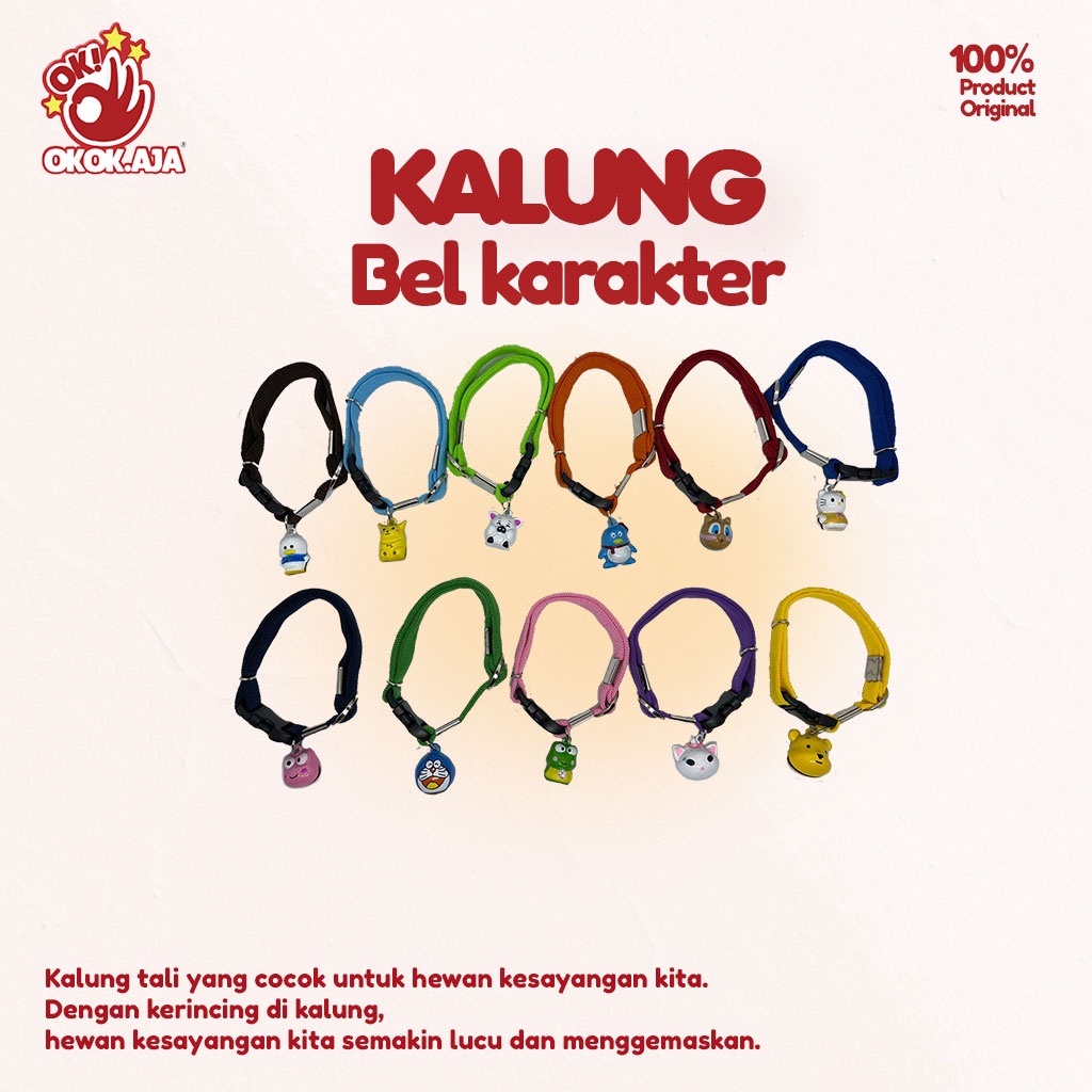 Kalung kerincing polos LONCENG KARAKTER untuk Kucing atau Anjing / BELL KARAKTER / Aksesoris kucing