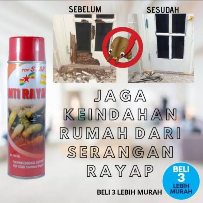 DD6 Spray ANTI RAYAP Obat Rayap u/ bahan kayu tahan lama | Racun Hama Serangan Rayap | TOP STAR 500ml