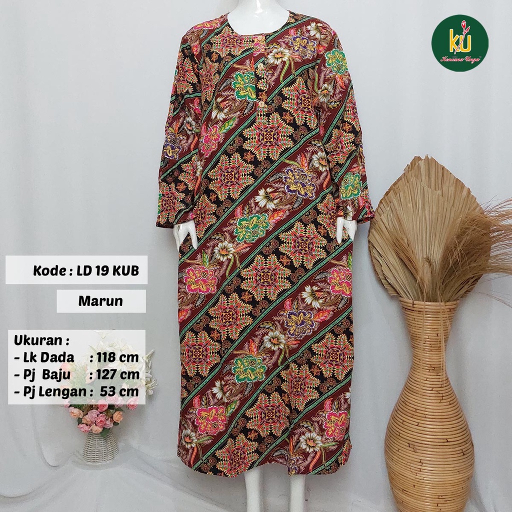 COD LD 20 KUB | DASTER PANJANG KENCANA UNGU ASLI LABEL BIRU | LongDress Wanita Lengan Panjang Busui ini-Marun B