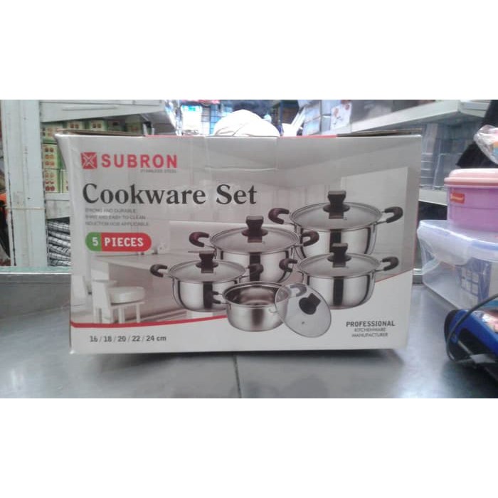 Subron Stainless Cookware Set Panci 5 Pcs