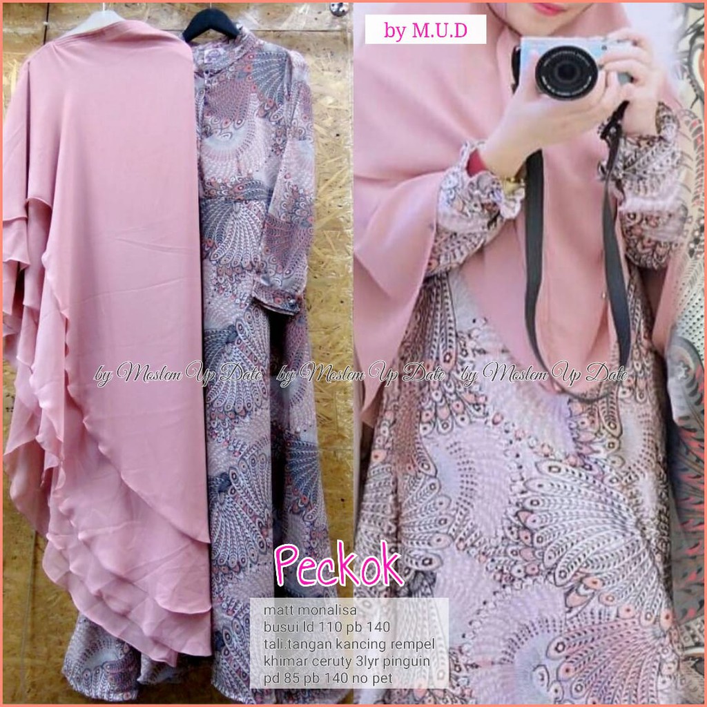 Peckok Syarii bahan monalisa india khimar ceruty 3 layer