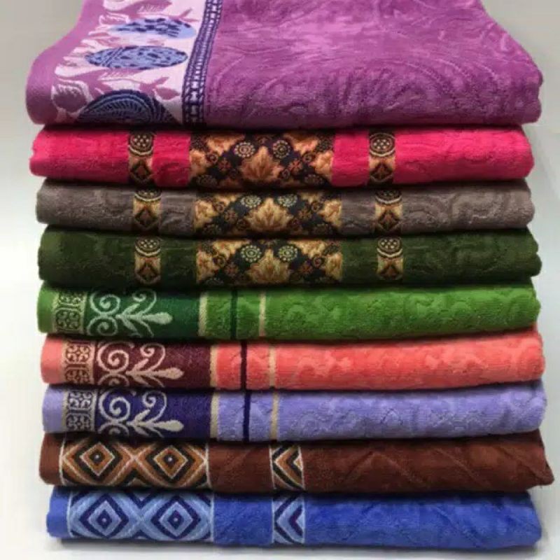 Handuk mandi dewasa premium jumbo Top Terry Classic multi warna motif random 80cm x 160cm Makassar