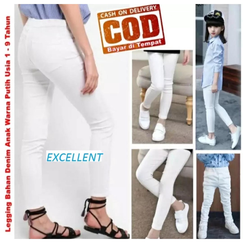 Legging Anak perempuan Jeans Warna Putih 6 Bulan -12 Tahun