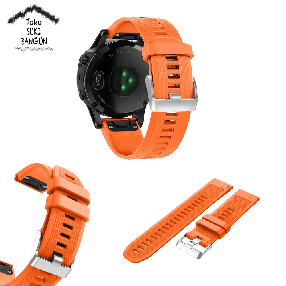 TALI JAM Garmin Fenix 5 QUICK FIT Silver Buckle Rubber Silicone Watch Band