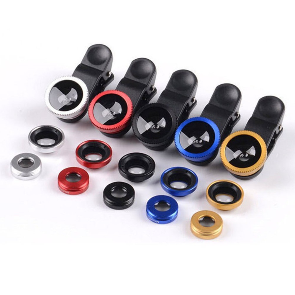 UNIVERSAL CLIP LENS FISH EYE MACRO WIDE KLIP LENSA 3 IN 1 SMARTPHONE