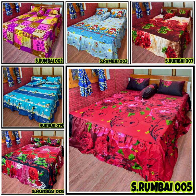 Sprei Rumbai Motif Bunga Ukuran Kasur No 1 180x200 dan 160x200