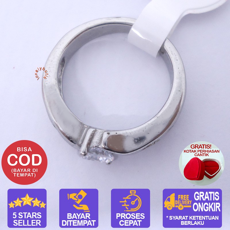 Lovelybutik Cincin Titanium Anti Karat Orchid Cincin Wanita Warna Silver