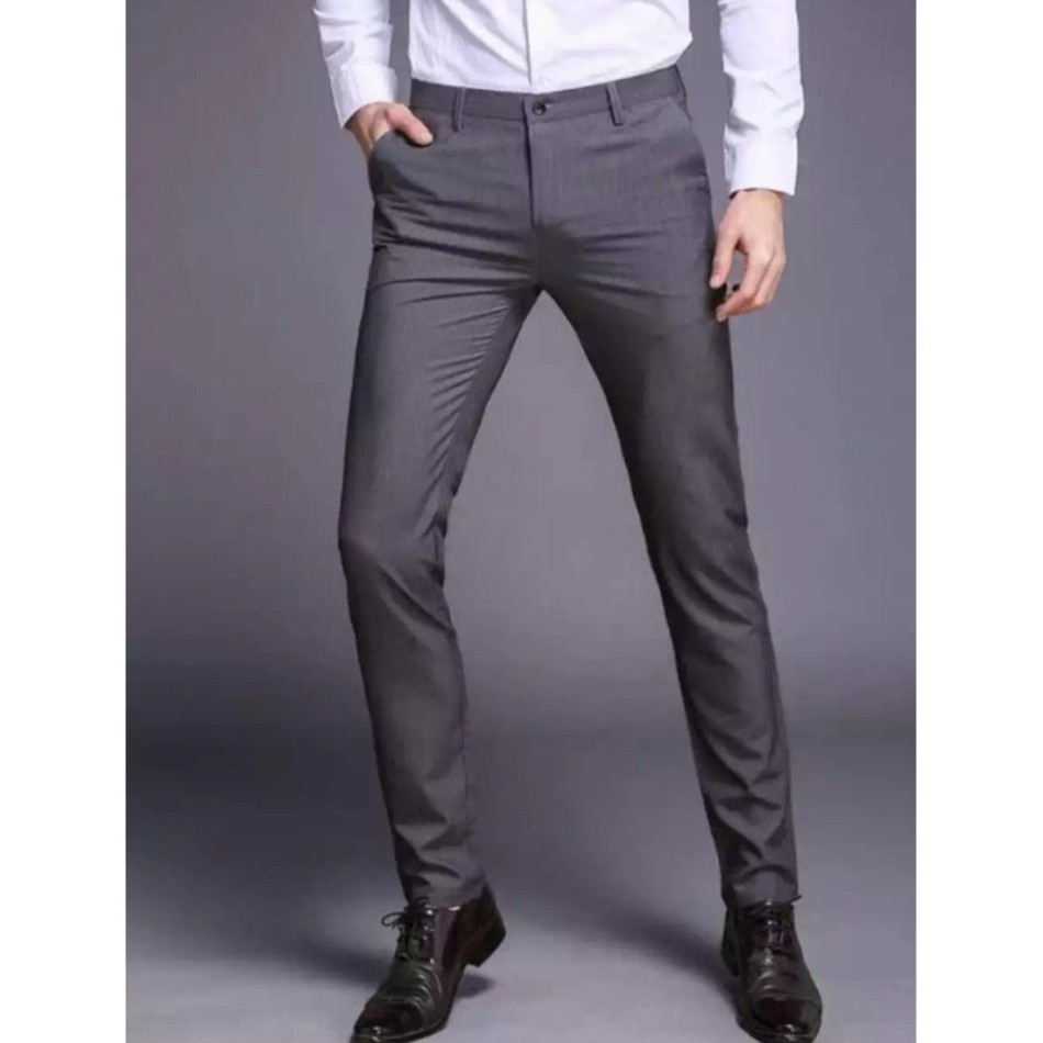 CELANA SLIMFIT KANTOR RESMI KERJA PRIA GREY BAHAN HIGH TWIST ORIGINAL NIKAYU