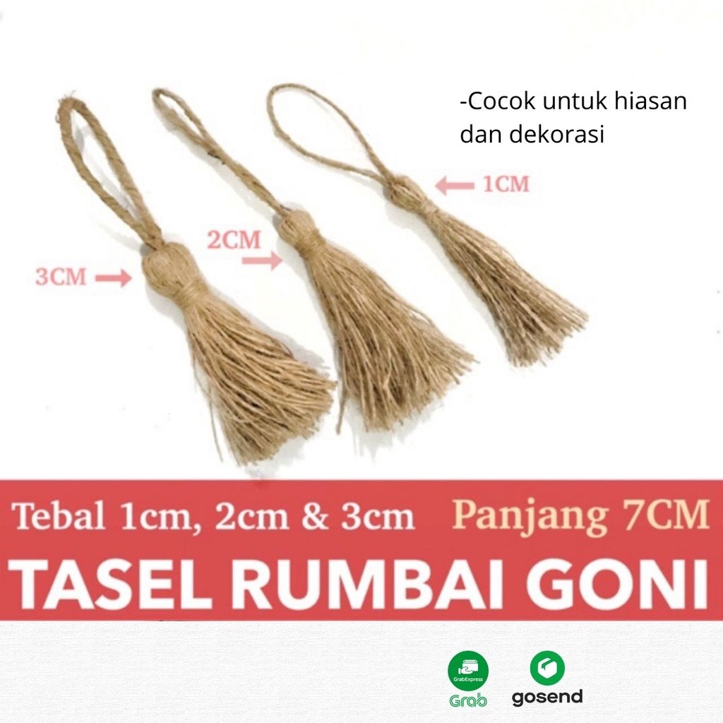 Tasel Goni Rumbai 7 CM - Tali Ikat Gordyn - Tassel Gorden Rustic - Burlap Jute Tassel