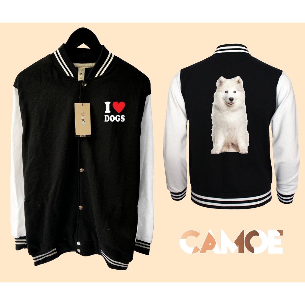 Jaket Baseball Varsity Anjing Dog Breed Samoyed