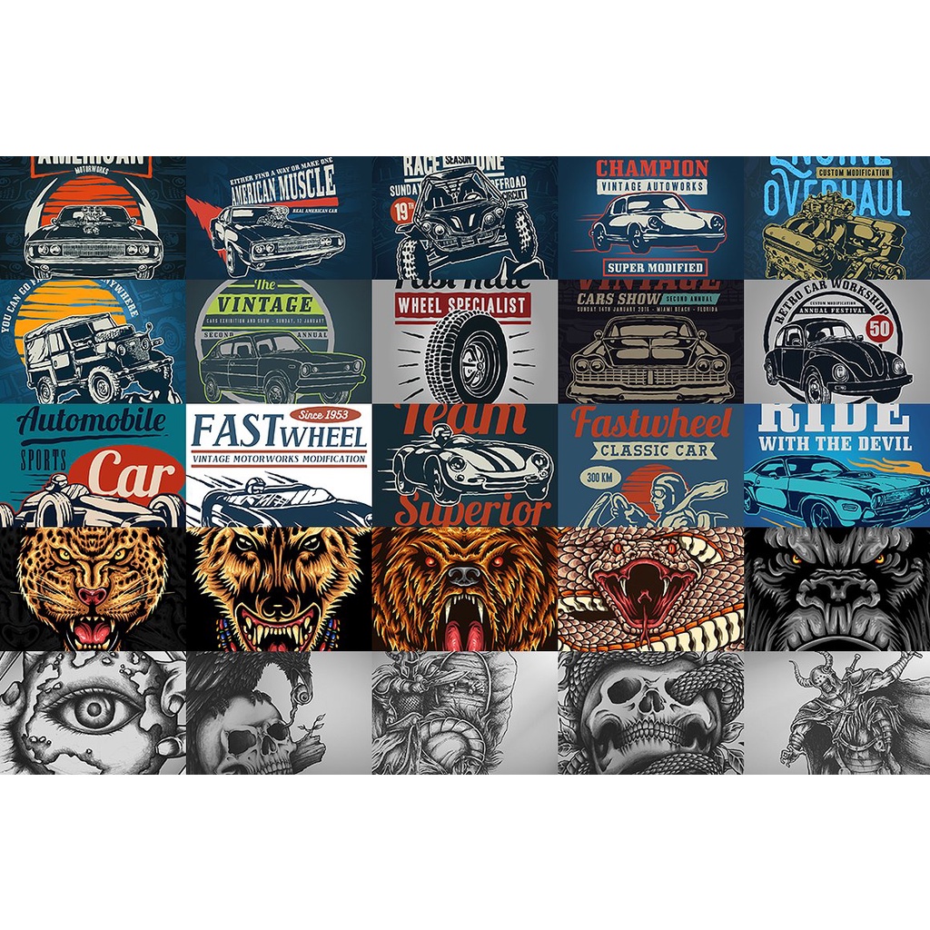 100 T-Shirt Designs Mega Pack - Vector Designs