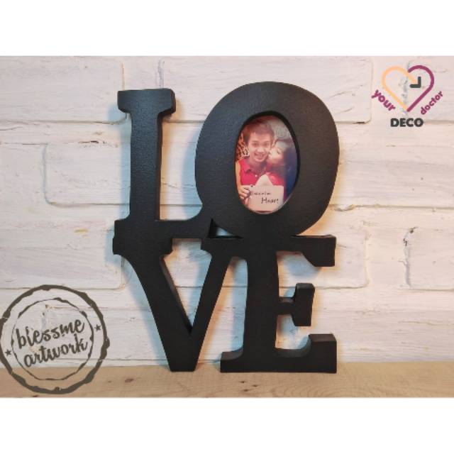 Frame foto LOVE - bingkai pigura unik pajangan kayu kado anniversary / ulangtahun pacar