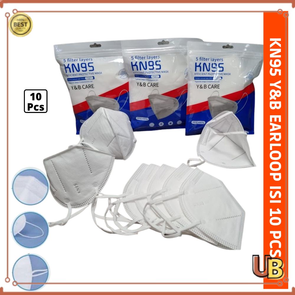 Masker KN95 Y&B Care Earloop Isi 10 Pcs Ergonomic Design UDB