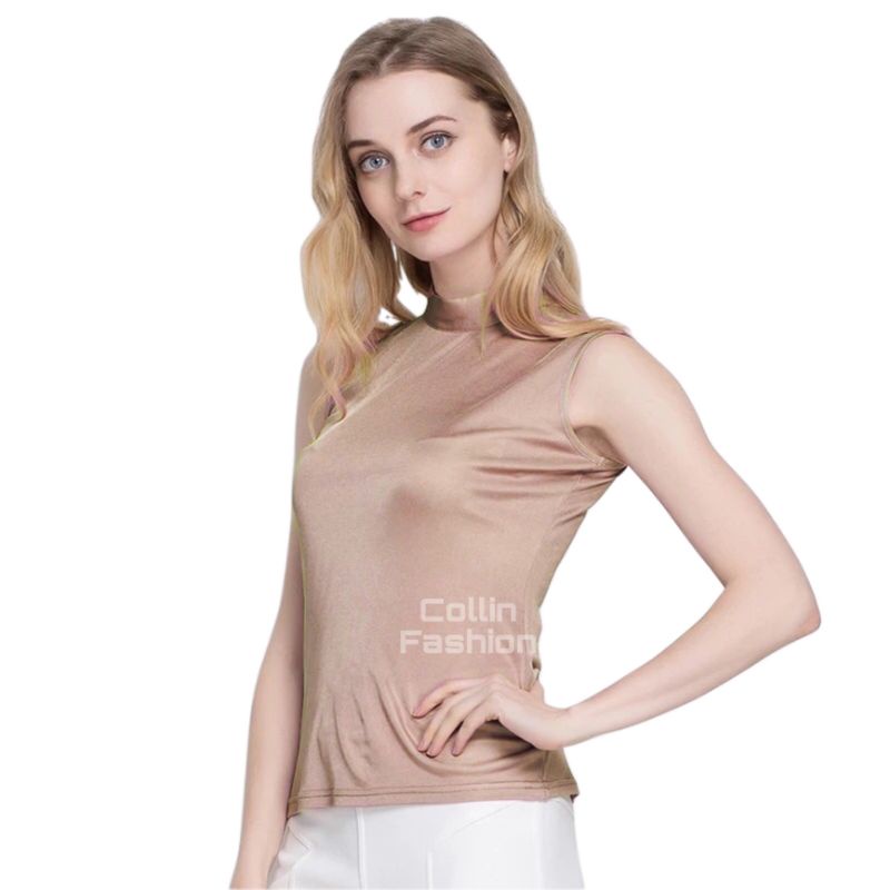 Manset Leher Premium / Tanktop Turtle Neck Lengan Buntung Soft