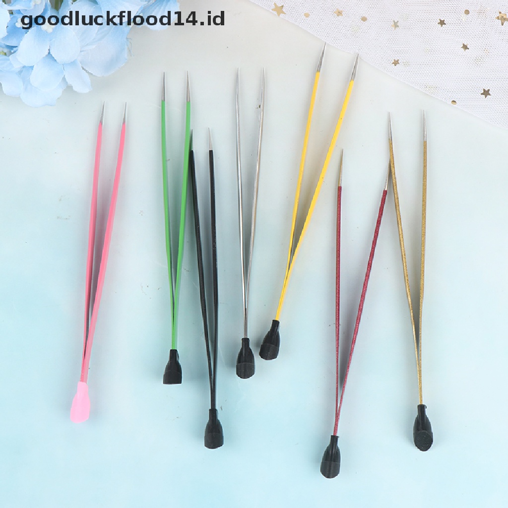 [OOID] 1Pc 2 Heads Straight Nail Tweezers With Silicone Pressing Head Metal Nails Tools ID