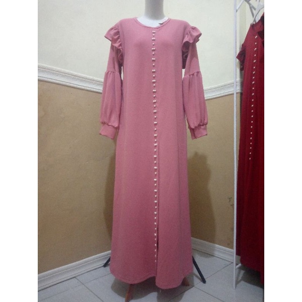 oneset setcel setelan celana longdress + celana variasi mutiara Matt Voxy gamis cantik murah