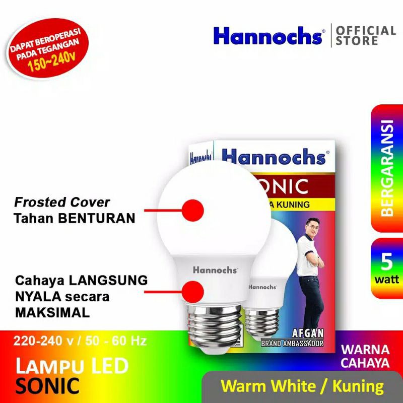 Hannochs sonic 5w Cahaya KUNING lampu led bulb Warm White 5 watt hannoch