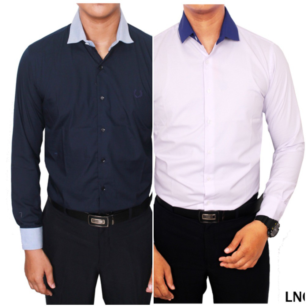 Kemeja Pria Lengan Panjang / Slim Fit Polos | Atasan Kantor Kerja Dewasa (COMB)