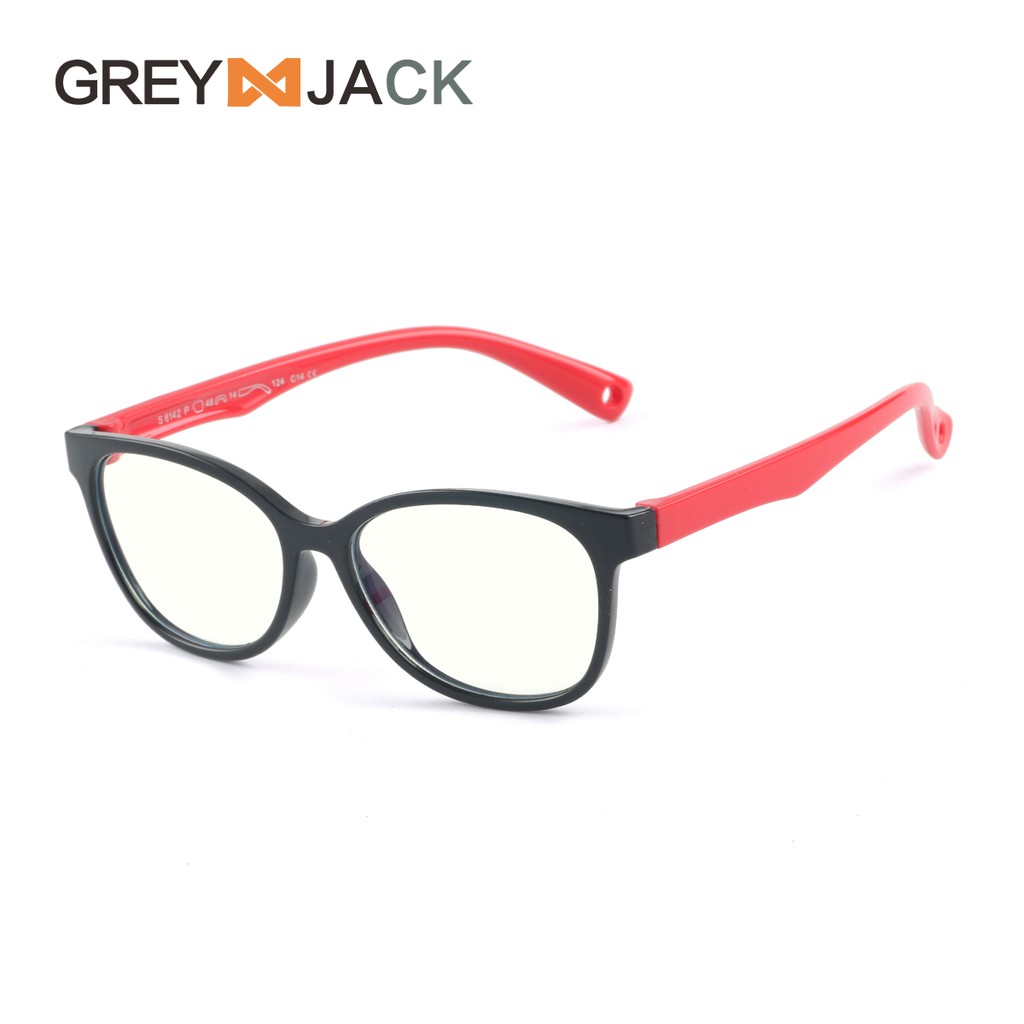 Grey Jack/Kacamata ANAK anti radiasi blueray komputer HP TV TR90/ FA8142-C14hitam merah