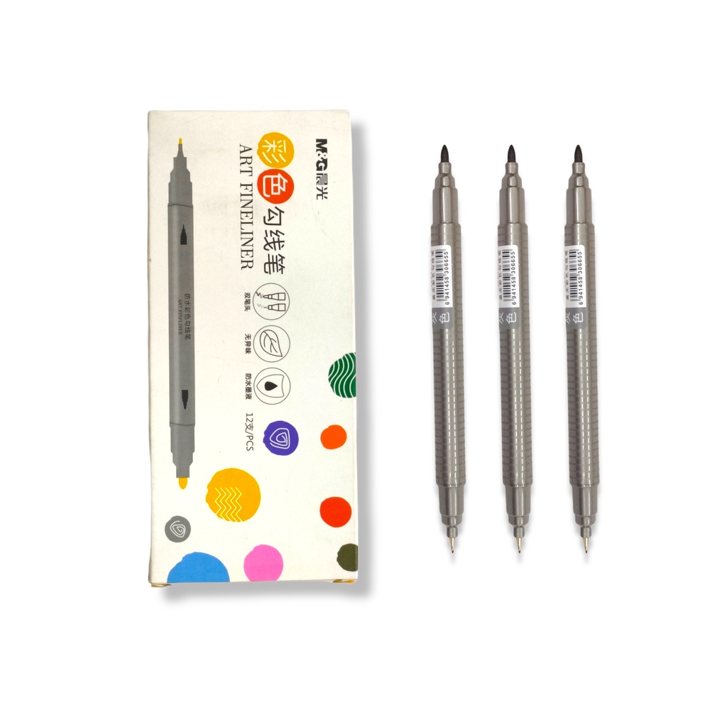 

Fineliner Double ended M&G Dual Tip Fineliner & Brush Warna Tinta Grey / Abu #acpn033016 - Satuan SHABQ