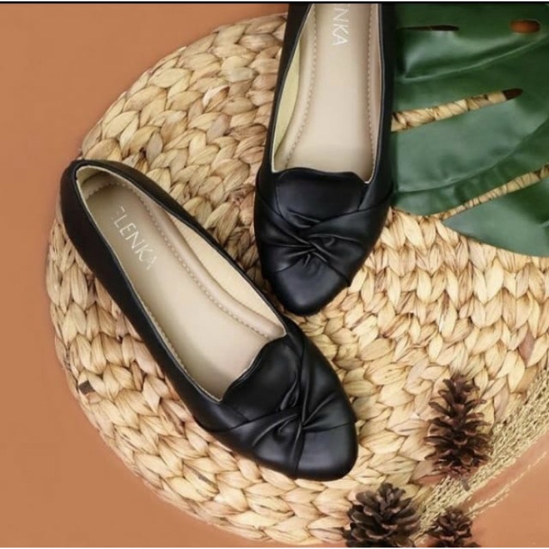 SEPATU WANITA FLAT SHOES BIG SIZE UKURAN JUMBO DIANA BLACK - 41,42,43,44,45