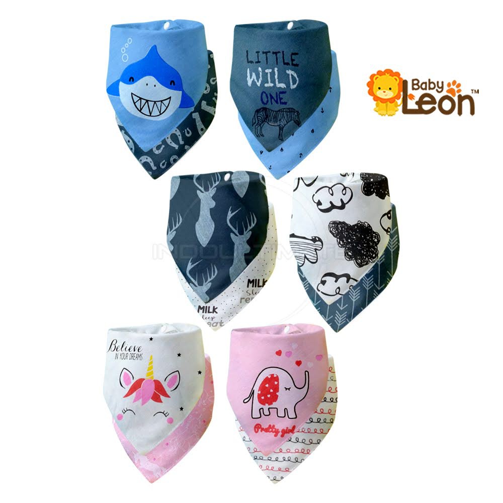 2in1 Slaber Bayi Bolak-Balik BABY LEON Baby Bib BY-742-ST Sleber Slabber Celemek Makan Bayi Segitiga