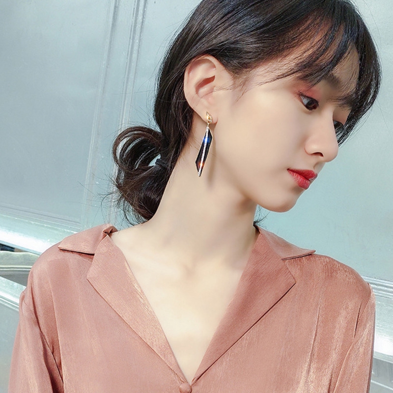 COD Hotel Deluna Anting S925 Silver Korea Geometry Black Irregular Earrings