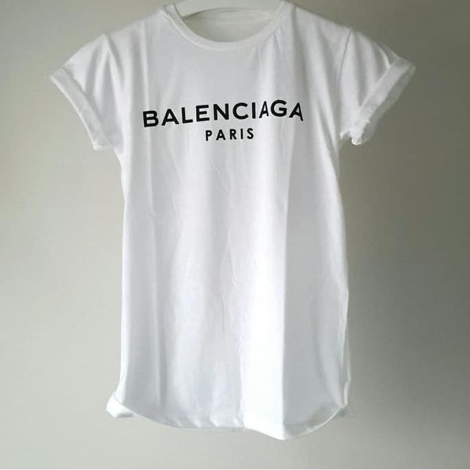 BARANG MURAH 010A KAOS TSHIRT BAJU TUMBLR TEE CEWEK WANITA BAL3NCI4G4 POLOS 2 WARNA - PUTIH